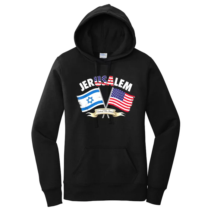 Jerusalem Israel Usa American Flag Women's Pullover Hoodie