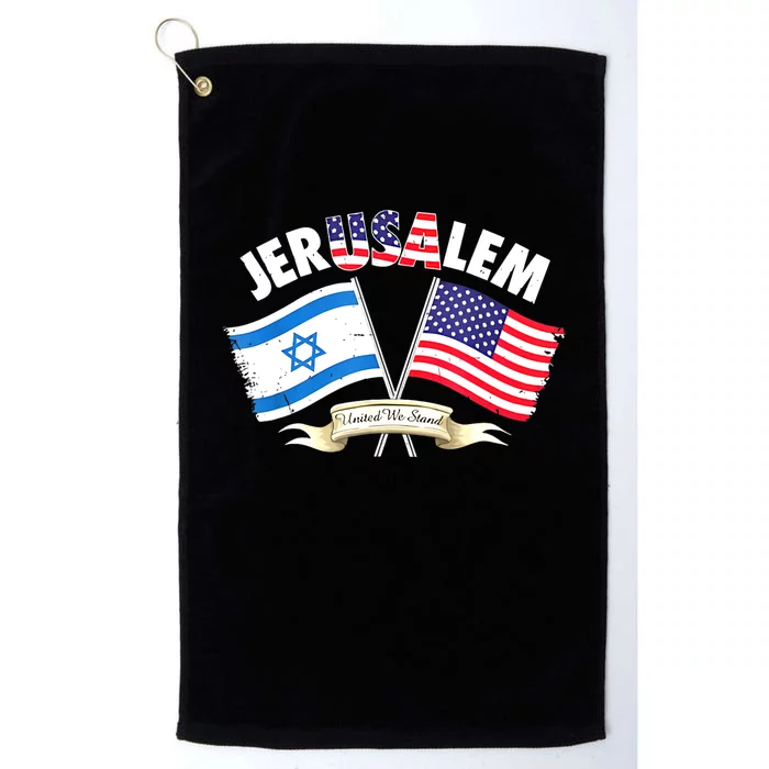 Jerusalem Israel Usa American Flag Platinum Collection Golf Towel