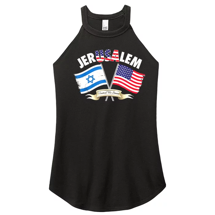 Jerusalem Israel Usa American Flag Women’s Perfect Tri Rocker Tank