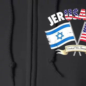 Jerusalem Israel Usa American Flag Full Zip Hoodie