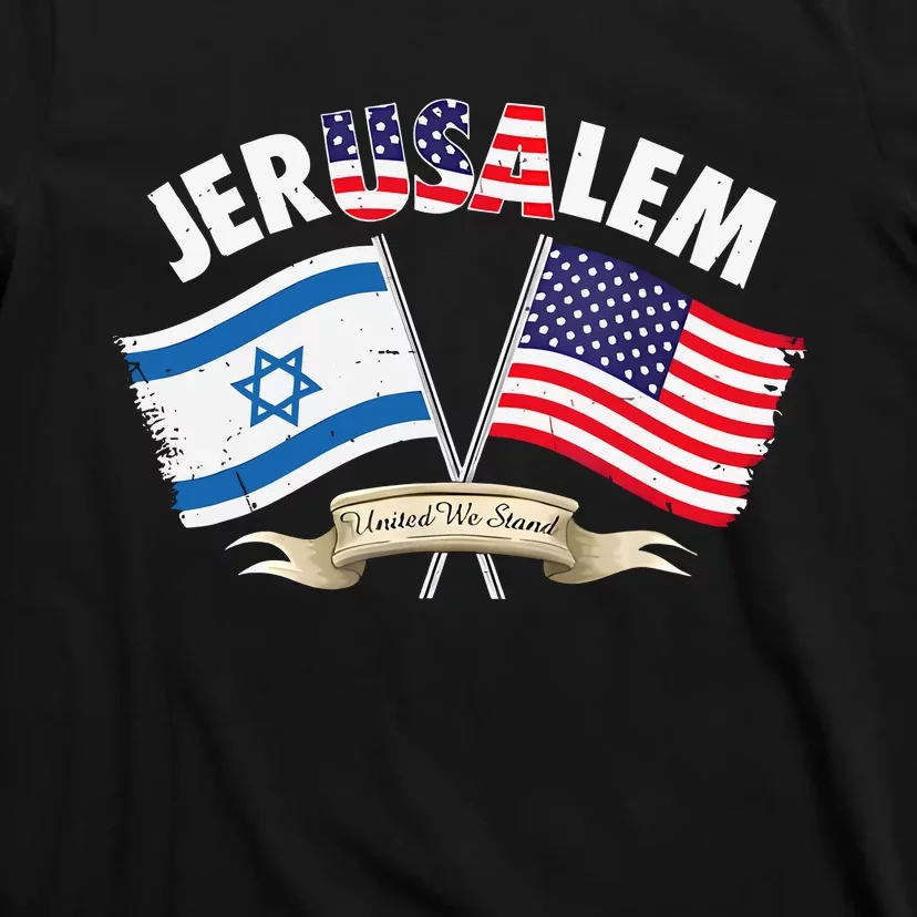 Jerusalem Israel Usa American Flag T-Shirt