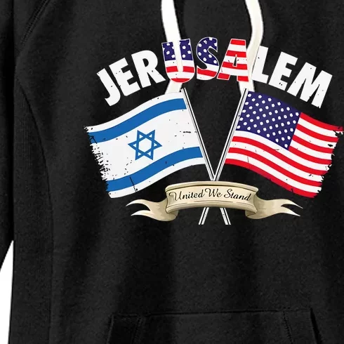 Jerusalem Israel Usa American Flag Women's Fleece Hoodie