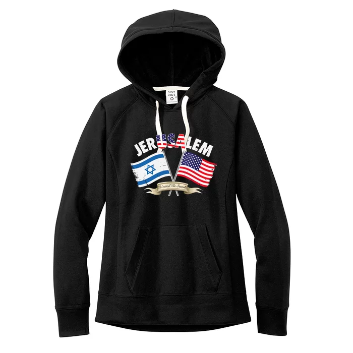 Jerusalem Israel Usa American Flag Women's Fleece Hoodie