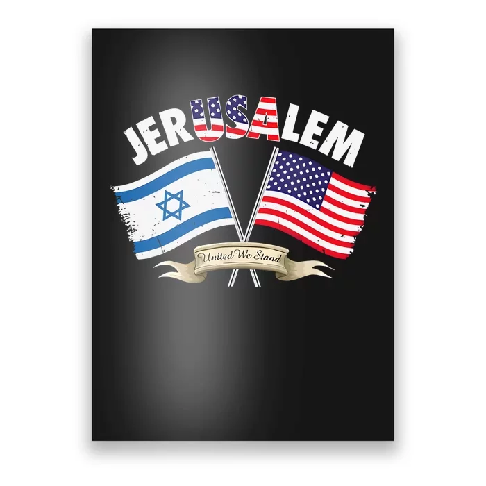 Jerusalem Israel Usa American Flag Poster