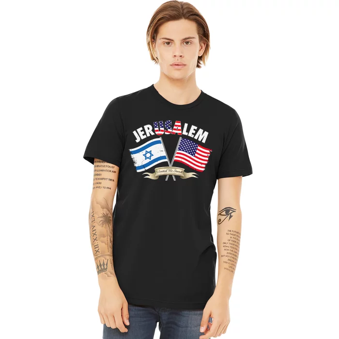 Jerusalem Israel Usa American Flag Premium T-Shirt