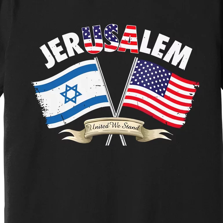 Jerusalem Israel Usa American Flag Premium T-Shirt