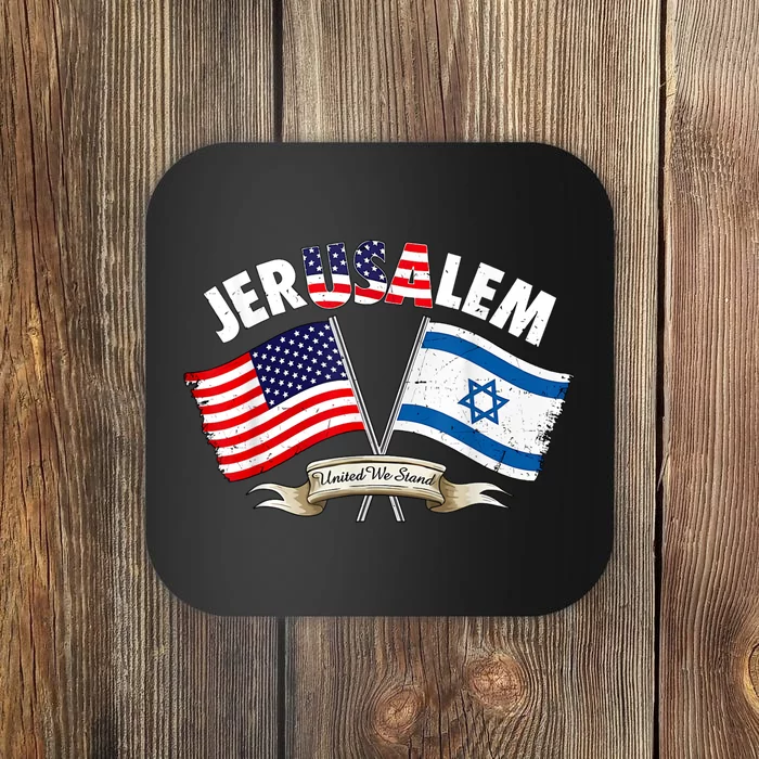 Jerusalem Israel Usa American Flag Coaster