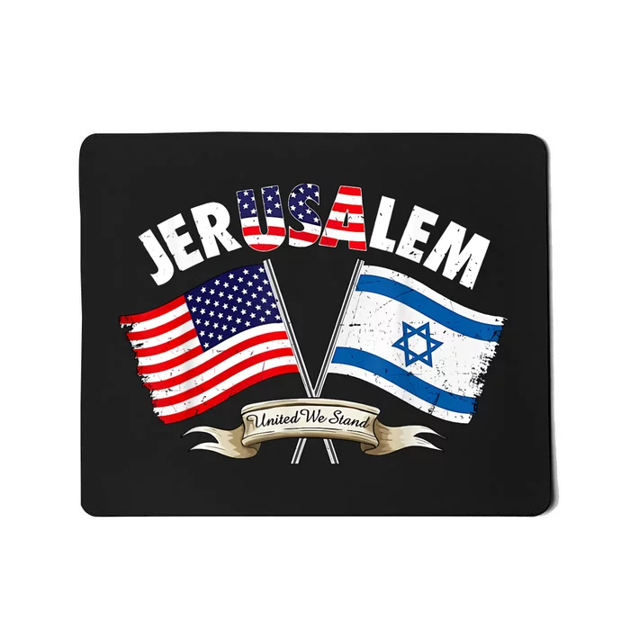 Jerusalem Israel Usa American Flag Mousepad