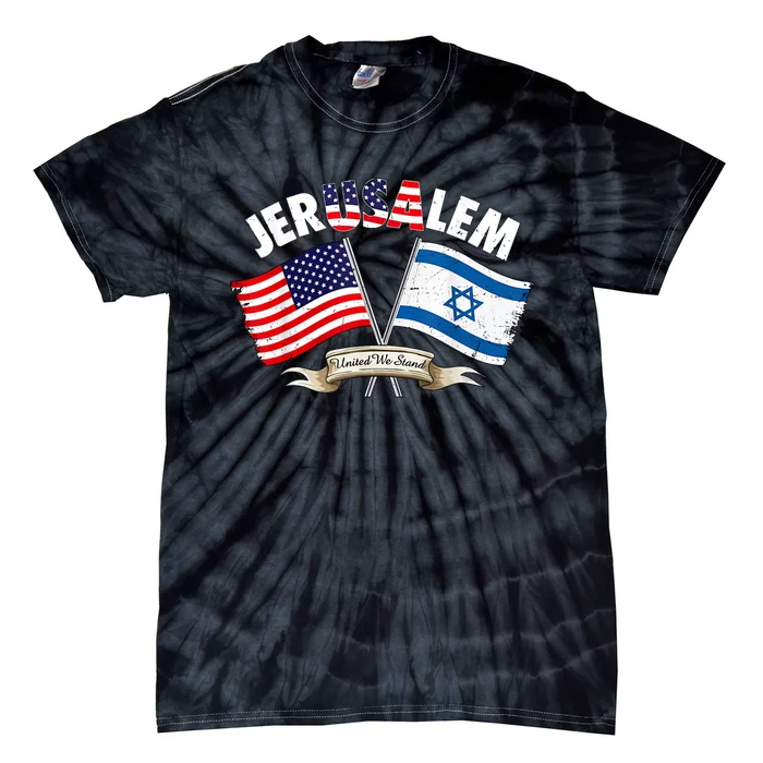 Jerusalem Israel Usa American Flag Tie-Dye T-Shirt