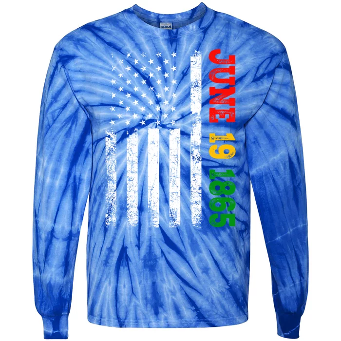 Juneteenth June 19 1865 Black History Month American Us Flag Gift Tie-Dye Long Sleeve Shirt