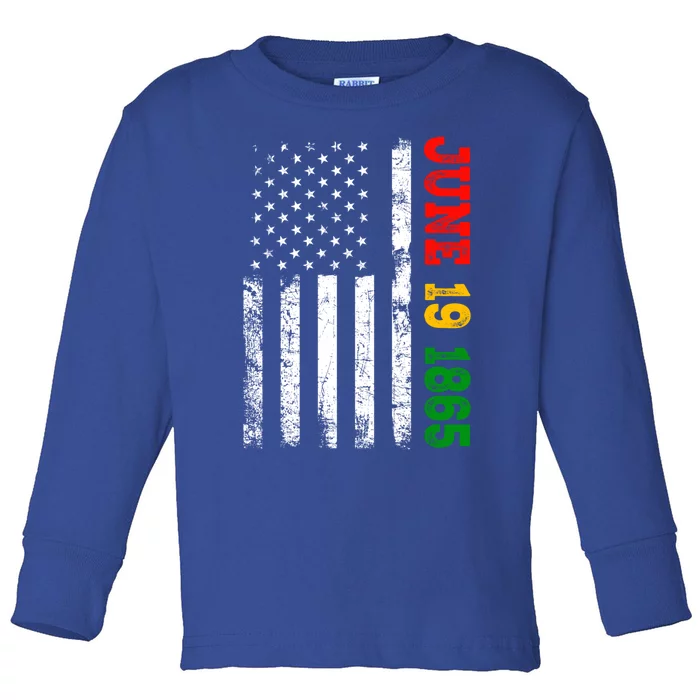 Juneteenth June 19 1865 Black History Month American Us Flag Gift Toddler Long Sleeve Shirt