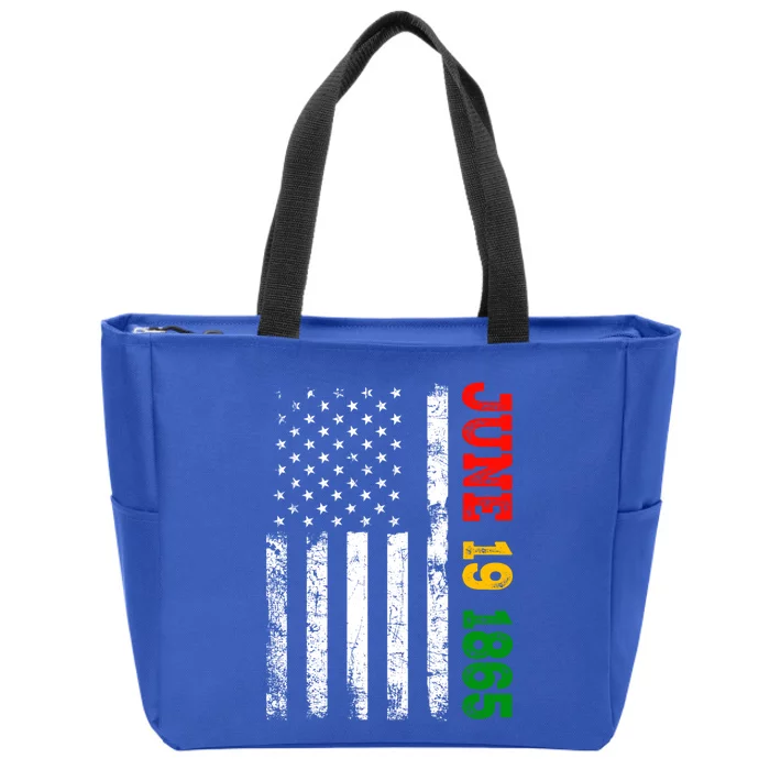 Juneteenth June 19 1865 Black History Month American Us Flag Gift Zip Tote Bag