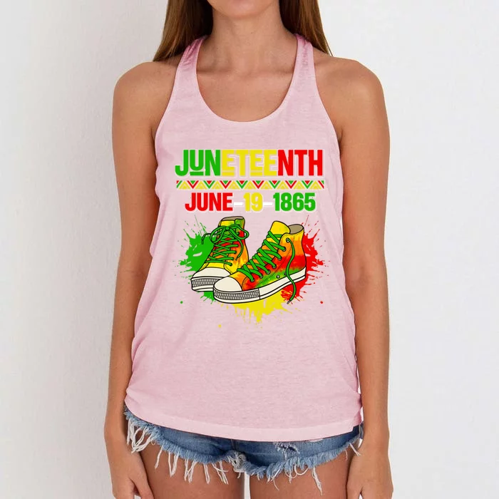 Juneteenth June 19 1865 Sneakers Black History Month African Gift Women's Knotted Racerback Tank