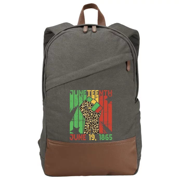 Juneteenth June 19 Black History Leopard African Freedom Day Gift Cotton Canvas Backpack