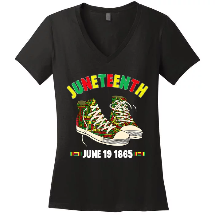 Juneteenth June 19 1865 Black AfricanAmerican Independence Women's V-Neck T-Shirt