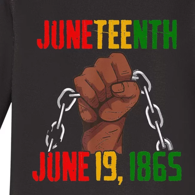 Juneteenth June 19th 1865 Juneteenth Black Freedom Day Flag Baby Long Sleeve Bodysuit