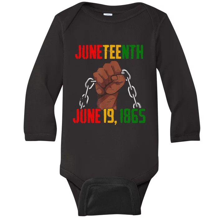 Juneteenth June 19th 1865 Juneteenth Black Freedom Day Flag Baby Long Sleeve Bodysuit