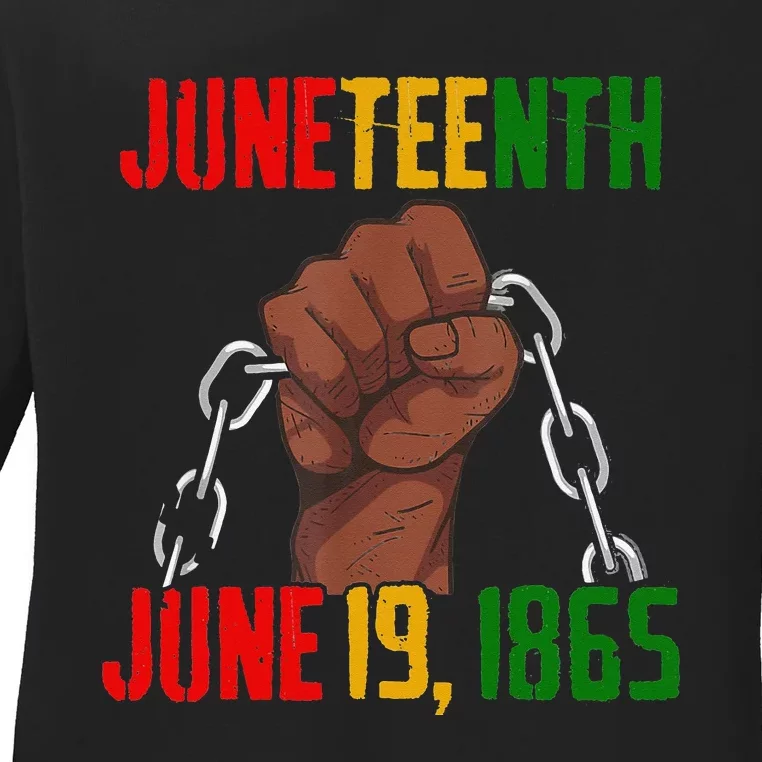 Juneteenth June 19th 1865 Juneteenth Black Freedom Day Flag Ladies Long Sleeve Shirt