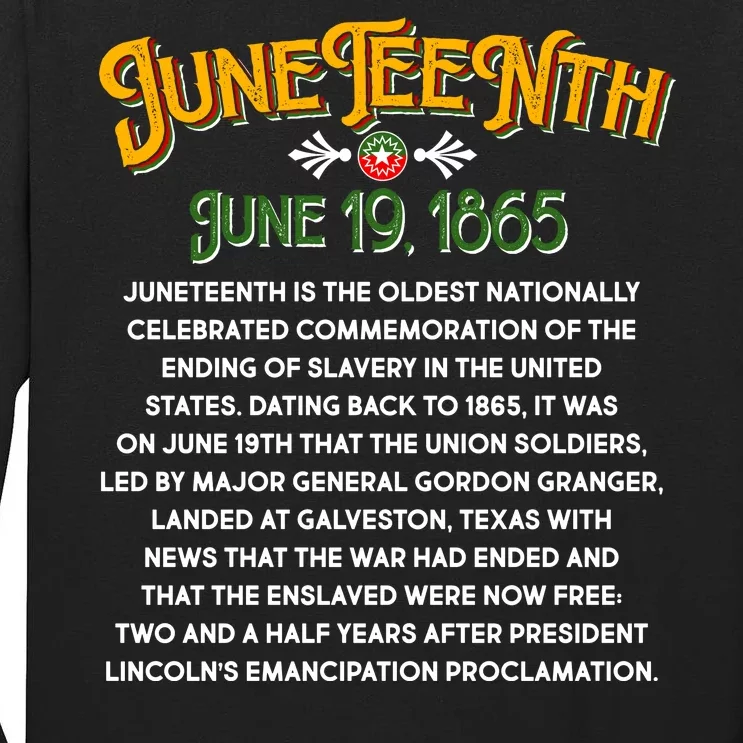 Juneteenth June 19 1865 African American History Tall Long Sleeve T-Shirt