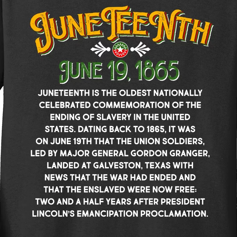 Juneteenth June 19 1865 African American History Kids Long Sleeve Shirt