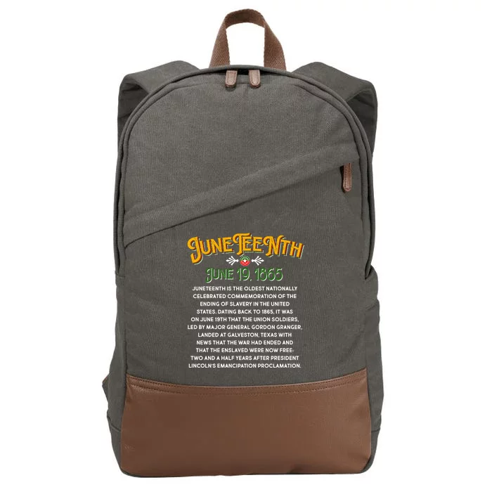 Juneteenth June 19 1865 African American History Cotton Canvas Backpack