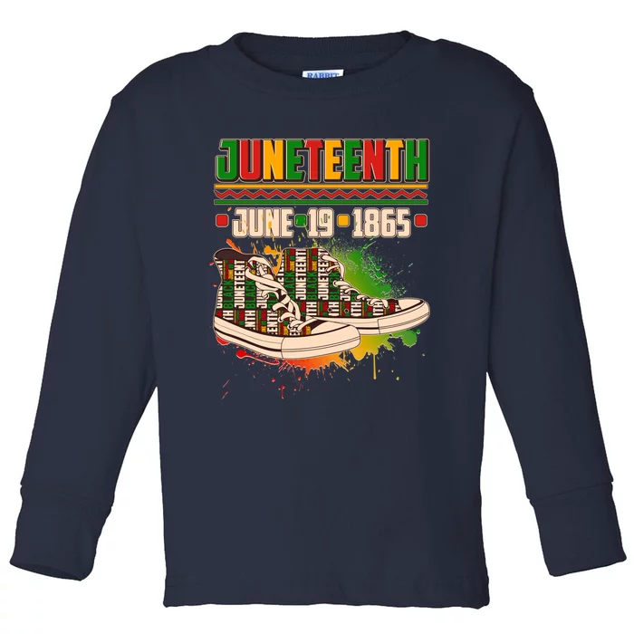 Juneteenth June 19 1865 Sneakers Toddler Long Sleeve Shirt