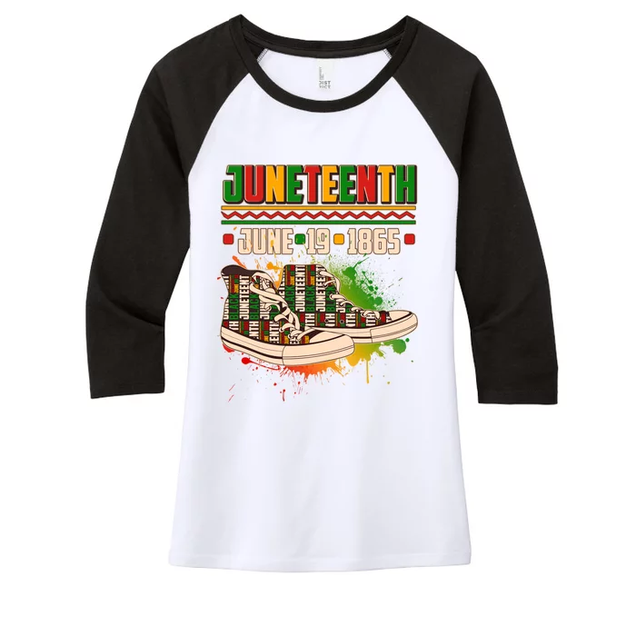 Juneteenth June 19 1865 Sneakers Women's Tri-Blend 3/4-Sleeve Raglan Shirt