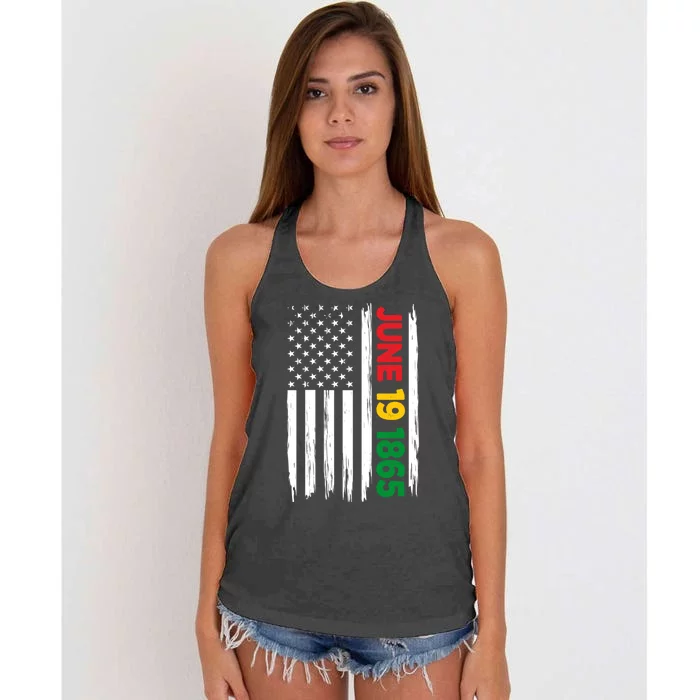 Juneteenth June 19 1865 Black History Month Freedom Usa Flag Gift Women's Knotted Racerback Tank