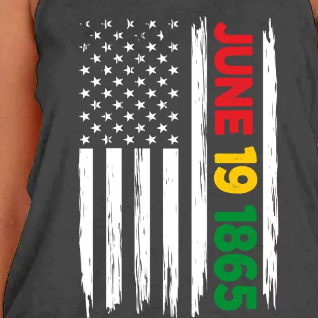 Juneteenth June 19 1865 Black History Month Freedom Usa Flag Gift Women's Knotted Racerback Tank