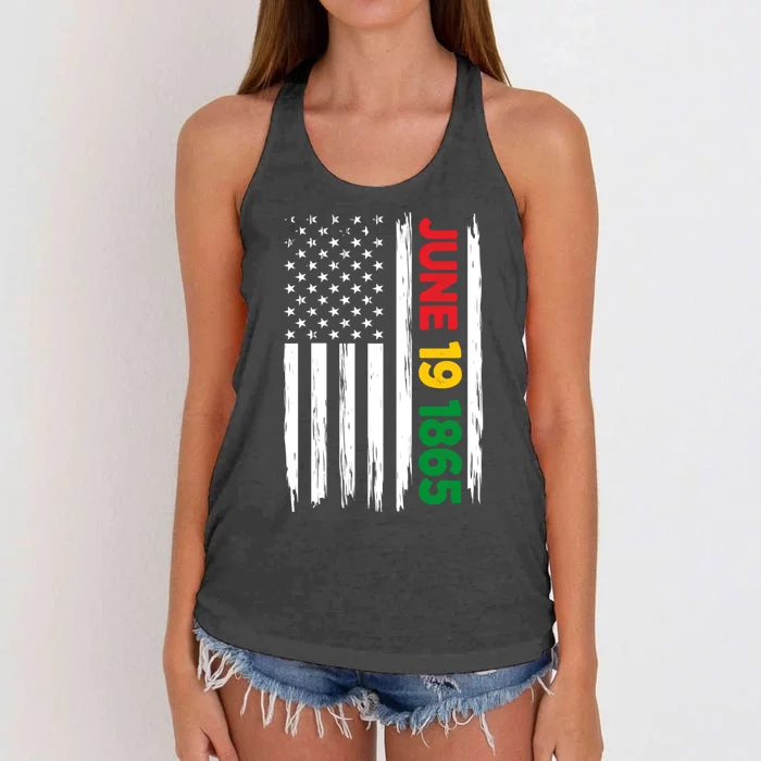 Juneteenth June 19 1865 Black History Month Freedom Usa Flag Gift Women's Knotted Racerback Tank