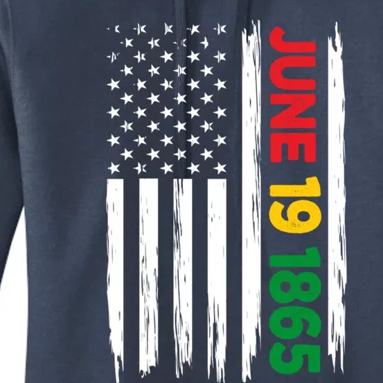 Juneteenth June 19 1865 Black History Month Freedom Usa Flag Gift Women's Pullover Hoodie