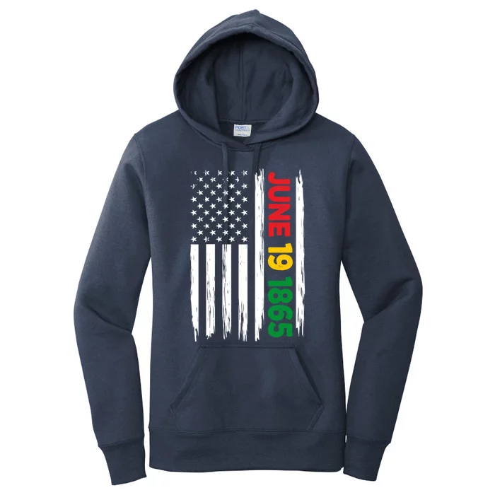 Juneteenth June 19 1865 Black History Month Freedom Usa Flag Gift Women's Pullover Hoodie