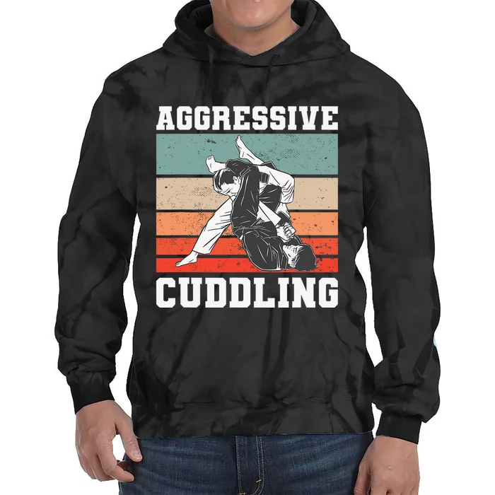 Jiu Jitsu Aggressive Cuddling Vintage BJJ MMA Tie Dye Hoodie