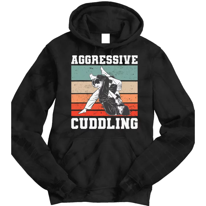 Jiu Jitsu Aggressive Cuddling Vintage BJJ MMA Tie Dye Hoodie