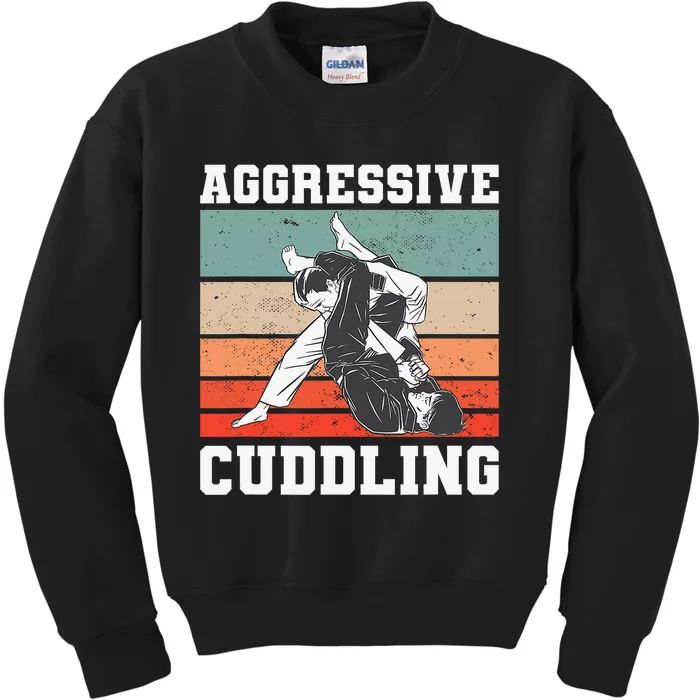 Jiu Jitsu Aggressive Cuddling Vintage BJJ MMA Kids Sweatshirt