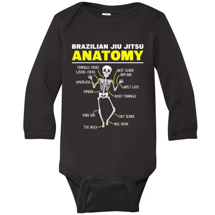 Jiu Jitsu Anatomy FunnyTraining Martial Arts Baby Long Sleeve Bodysuit