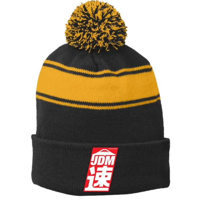 Jdm Japanese Automotive Stripe Pom Pom Beanie