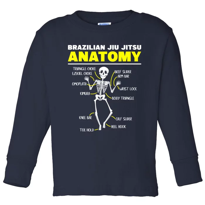 Jiu Jitsu Anatomy FunnyTraining Martial Arts Brazilian Toddler Long Sleeve Shirt