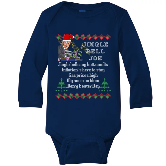 Jingle Joe Biden Xmas Carol Trump Ugly Christmas Sweater Gift Baby Long Sleeve Bodysuit