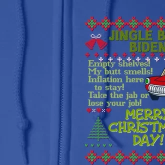 Jingle Joe Biden Xmas Carol Trump Ugly Christmas Sweater Gift Full Zip Hoodie