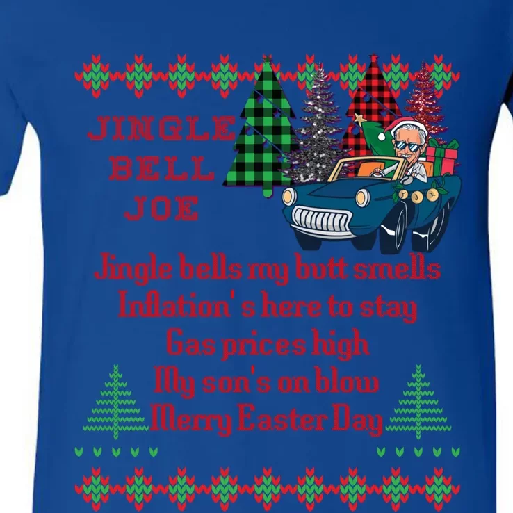 Jingle Joe Biden Xmas Carol Trump Ugly Christmas Sweater Gift V-Neck T-Shirt