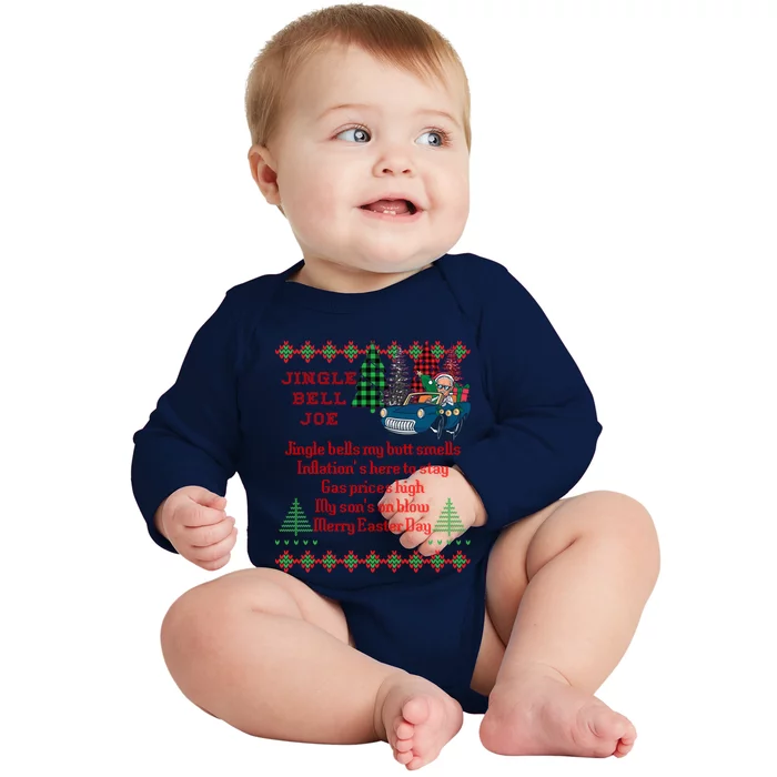 Jingle Joe Biden Xmas Carol Trump Ugly Christmas Sweater Gift Baby Long Sleeve Bodysuit