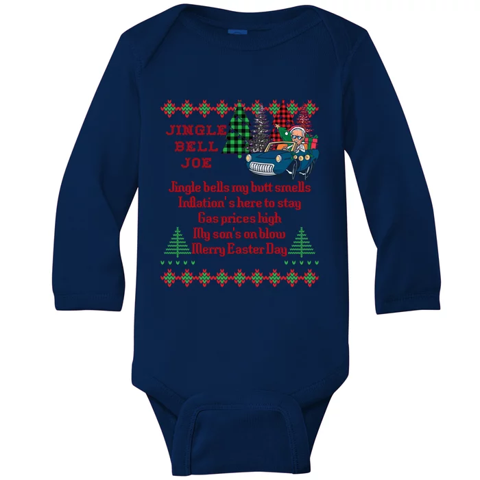 Jingle Joe Biden Xmas Carol Trump Ugly Christmas Sweater Gift Baby Long Sleeve Bodysuit