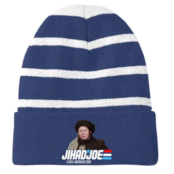 Jhad Joe Biden A Real American Hero Funny Striped Beanie with Solid Band