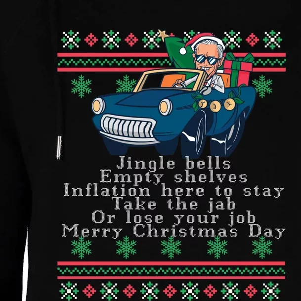 Jingle Joe Biden Funny Santa Trump Ugly Christmas Sweater Womens Funnel Neck Pullover Hood