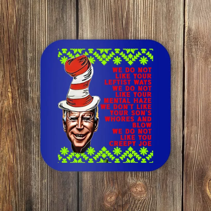 Jingle Joe Biden Xmas Rhyme Trump 36 Ugly Christmas Sweater Gift Coaster