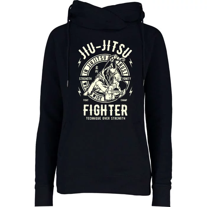 JIU JITSU BJJ Brazilian Jiu Jitsu Womens Funnel Neck Pullover Hood