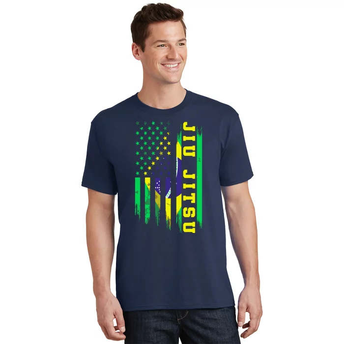 Jiu Jitsu Brazilian BJJ Brazil United States Flag T-Shirt