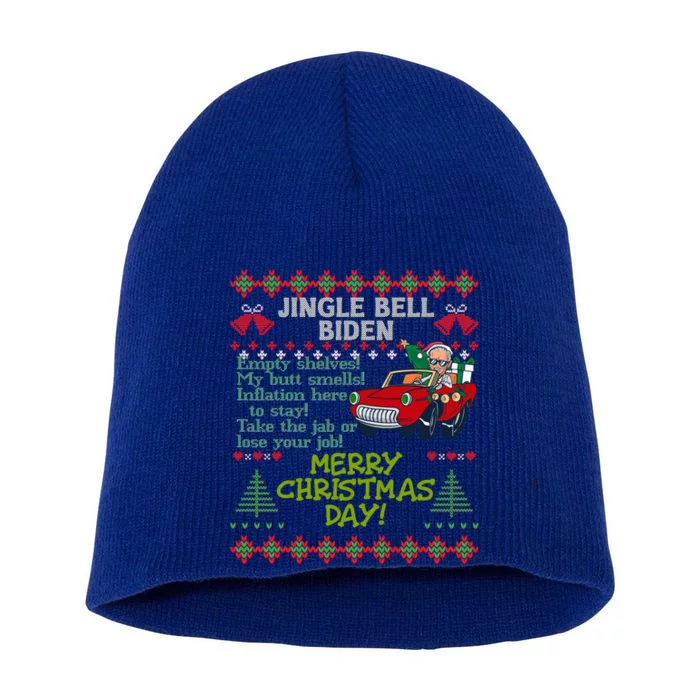 Jingle Joe Biden Xmas Carol Trump Ugly Christmas Sweater Gift Short Acrylic Beanie