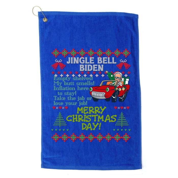 Jingle Joe Biden Xmas Carol Trump Ugly Christmas Sweater Gift Platinum Collection Golf Towel